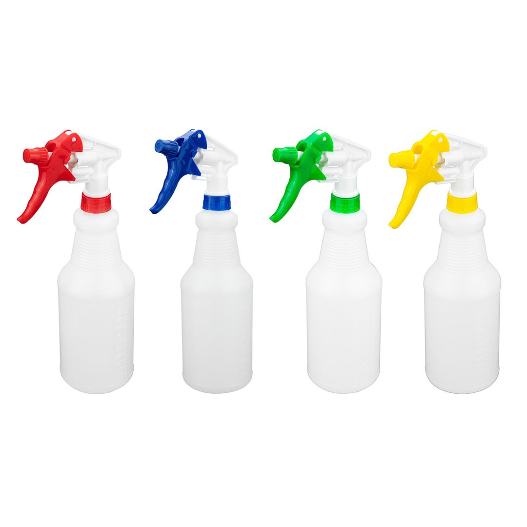 Spray Bottles, 25 Ounce, Plastic, with Trigger & Adjustable Nozzle, Assorted Colors,1 - 4 COUNT