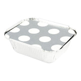 Containers, Take-Out, 12 Ounce, 5.75 x 4.75 x 1.75 Inch, Silver, with Polka Dot Paper Lid,1 - 50 COUNT