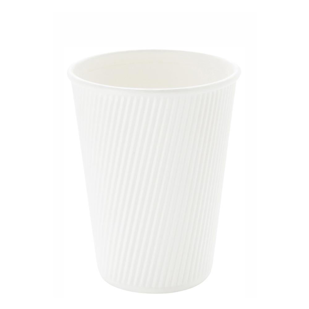 Cups, Hot, 12 Ounce, Paper, White, Ripple Wall,1 - 25 COUNT