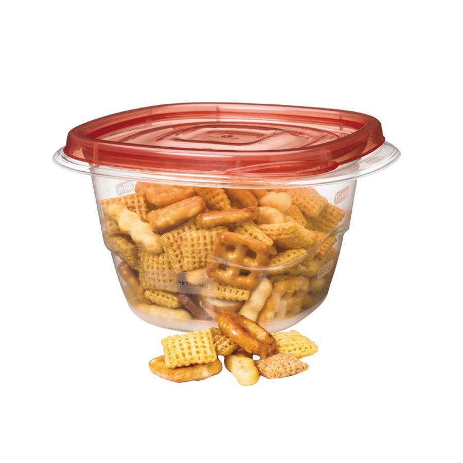 Container, Food Storage, 2.1 Cup, Clear, Plastic, with Red Lid,1 - 5 COUNT