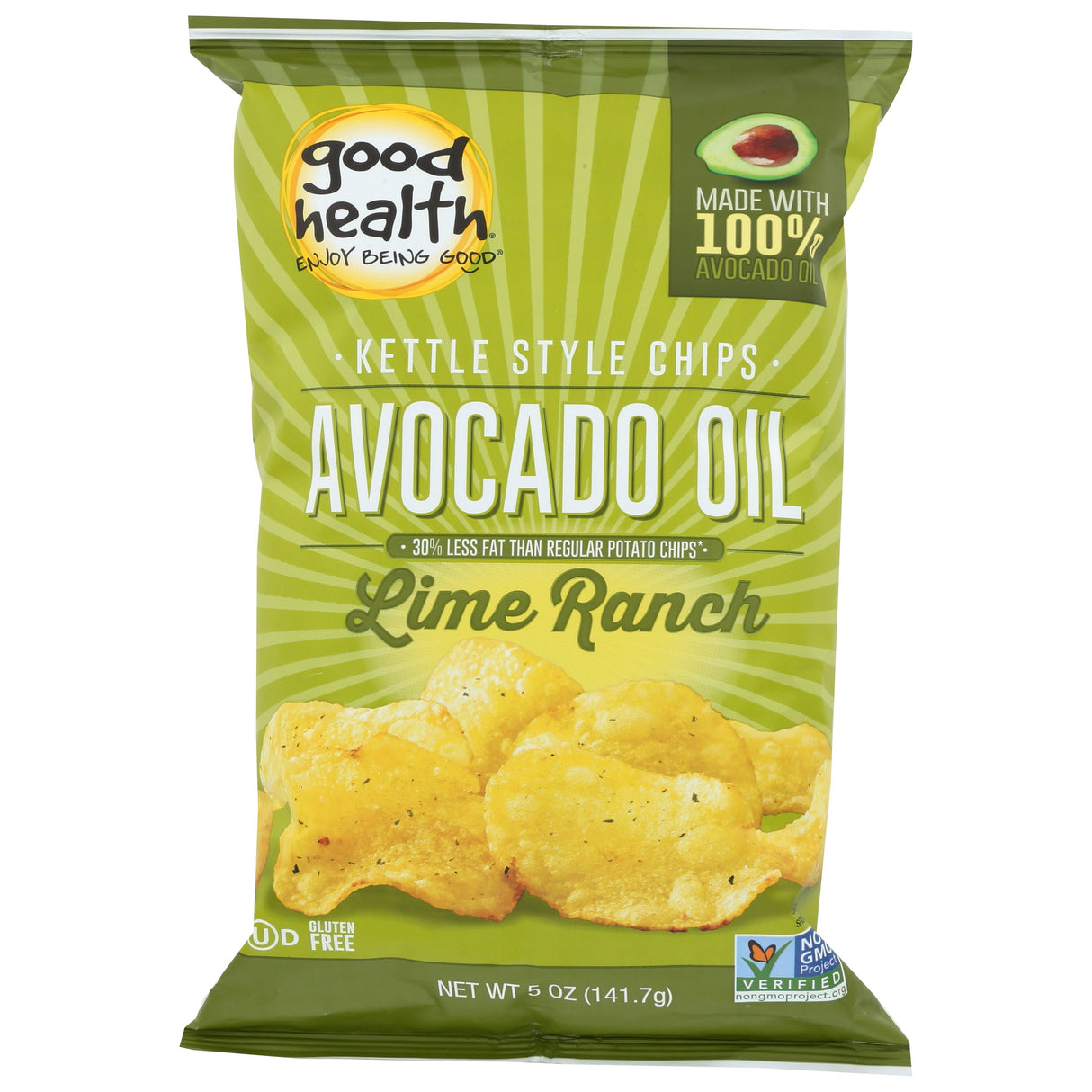 Chips, Potato, Kettle, Lime Ranch, Made with Avocado Oil,12 - 5 OUNCE