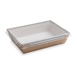 Containers, Food, 34 Ounce, Paper, Craft, Rectangular, 7.5 x 5.5 x 1.75 Inch, with Clear Click Lock Lid,1 - 50 COUNT