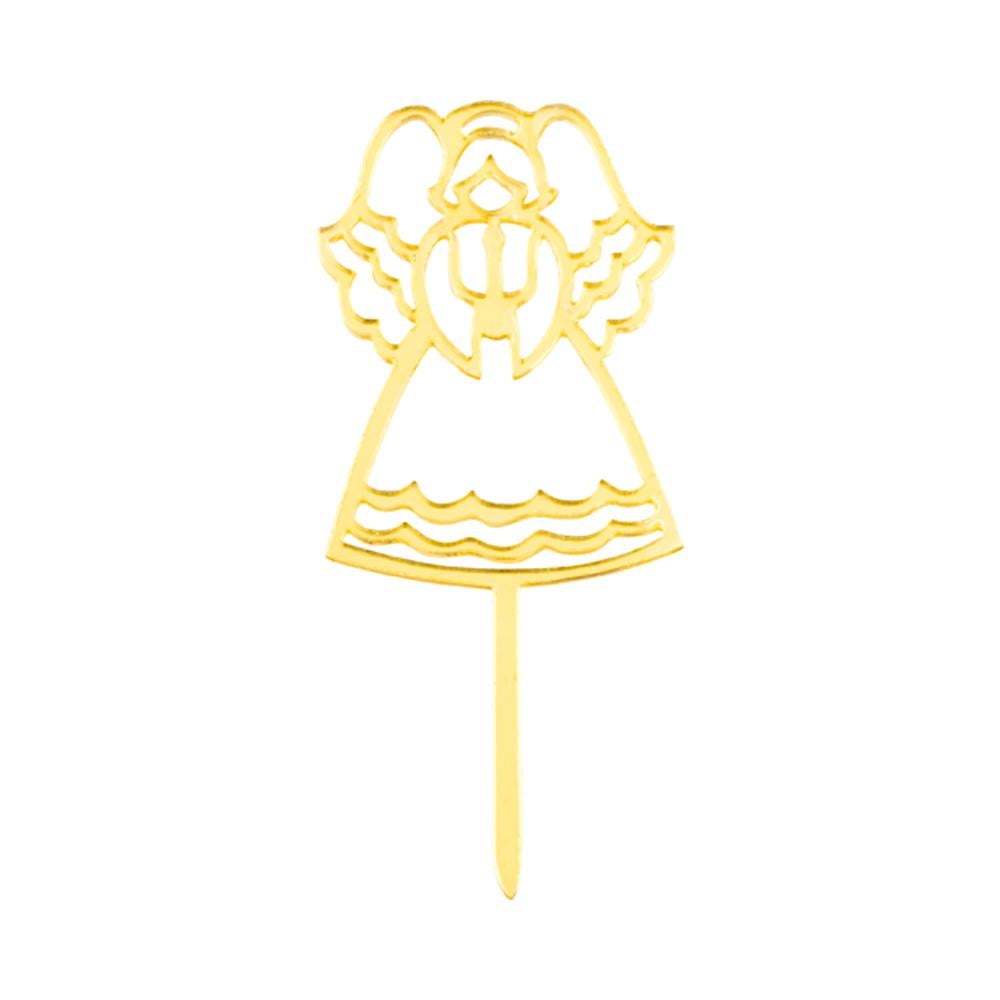 Cake Toppers, Angel, 3 x 1.25 Inch, Acrylic, Gold, Mirrored,1 - 10 COUNT