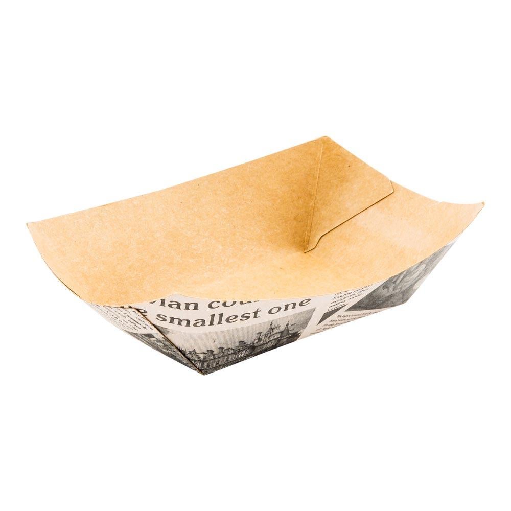 Trays, Food, 3.25 x 2 x 1.50 Inch, Paper, Newsprint, Boat,1 - 50 COUNT