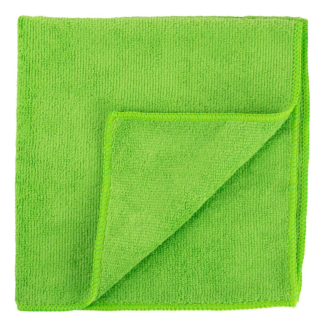 Wipers, Microfiber, Green, 16 x 16 Inch,1 - 10 COUNT
