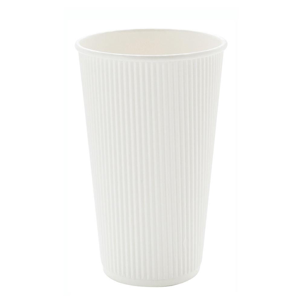 Cups, Hot, 16 Ounce, Paper, White, Ripple Wall,1 - 25 COUNT