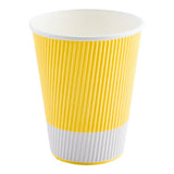 Cups, Hot, 12 Ounce, Paper, Light Yellow, Ripple Wall,1 - 25 COUNT