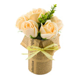 Flowers, Artificial, 7 Bloom, Roses, Soap, Yellow, in Plastic Pot,1 - 1 EACH