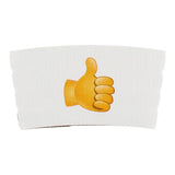 Sleeve, Coffee, Paper, White with Thumbs Up Emoji, for 12/16/20 Oz Cups,1 - 50 COUNT