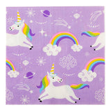 Napkins, Lunch, Purple with Unicorn, 13 x 13 Inch,1 - 20 COUNT
