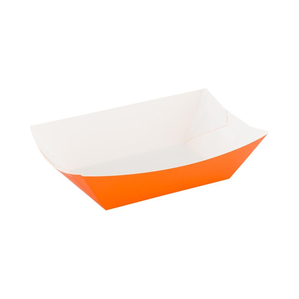 Trays, Food, 3.25 x 2 x 1.50 Inch, Paper, Orange, Boat,1 - 50 COUNT