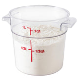 Container, Food Storage, 1 Quart, Round, Clear with Red Volume Markers, Plastic,1 - 1 EACH