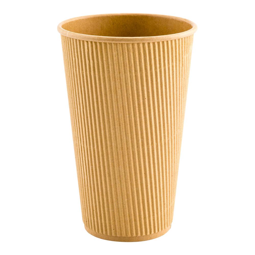 Cups, Hot, 16 Ounce, Paper, Kraft, Ripple Wall,1 - 25 COUNT