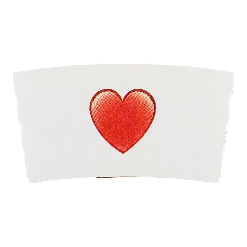 Sleeve, Coffee, Paper, White with Heart Emoji, for 12/16/20 Oz Cups,1 - 50 COUNT