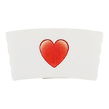 Sleeve, Coffee, Paper, White with Heart Emoji, for 12/16/20 Oz Cups,1 - 50 COUNT