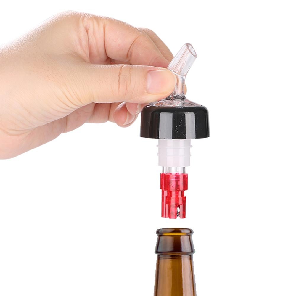 Pourer, Measured, 1 Ounce, Clear & Red with Black Collar,1 - 10 COUNT