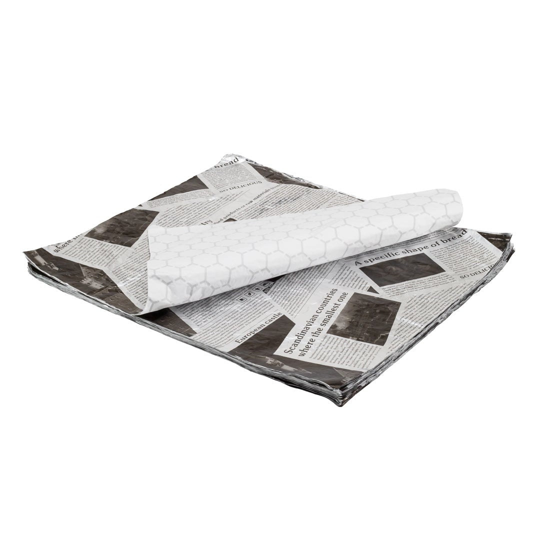 Wraps, Sandwich, 14 x 16 Inch, Foil-Paper, Newspaper Print,1 - 500 COUNT