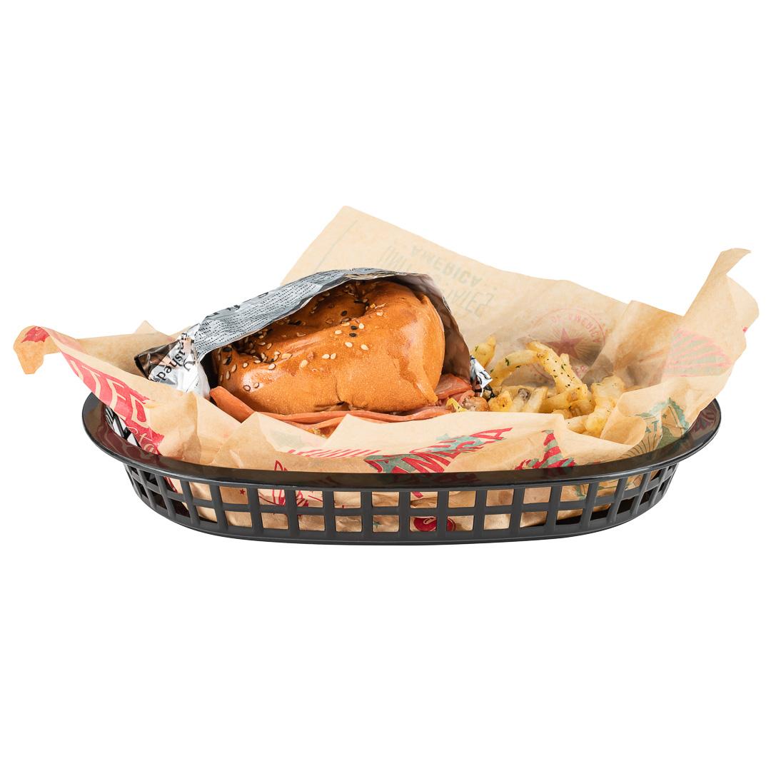 Basket, 9.25 x 1.50 Inch, Oval, Black, Plastic,1 - 10 COUNT