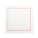 Napkins, Cocktail, White with Red Stitch, 4.5 x 4.5 Inch,1 - 50 COUNT