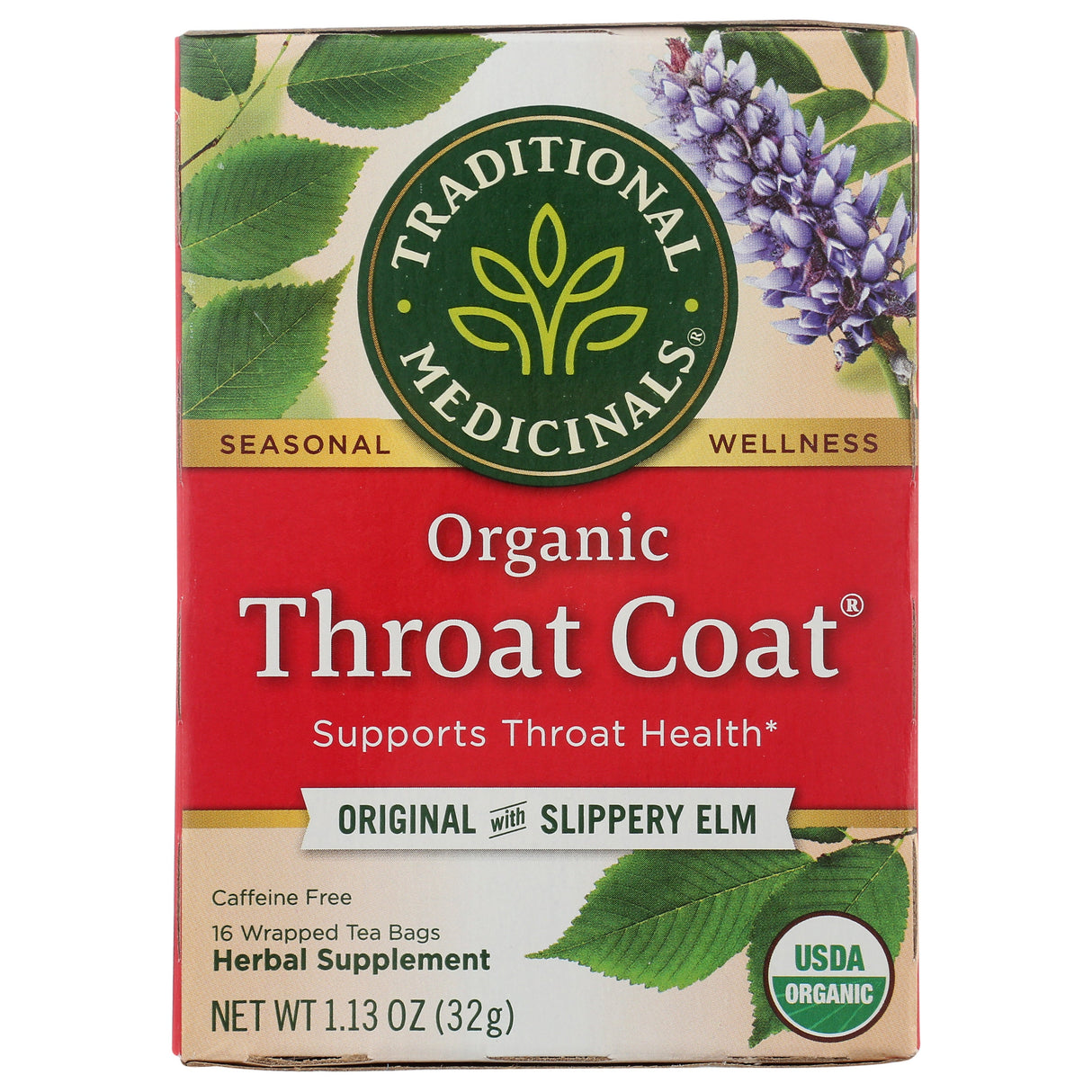Tea, Herbal, Throat Coat, with Slippery Elm, Individually Wrapped with String,6 - 16 COUNT