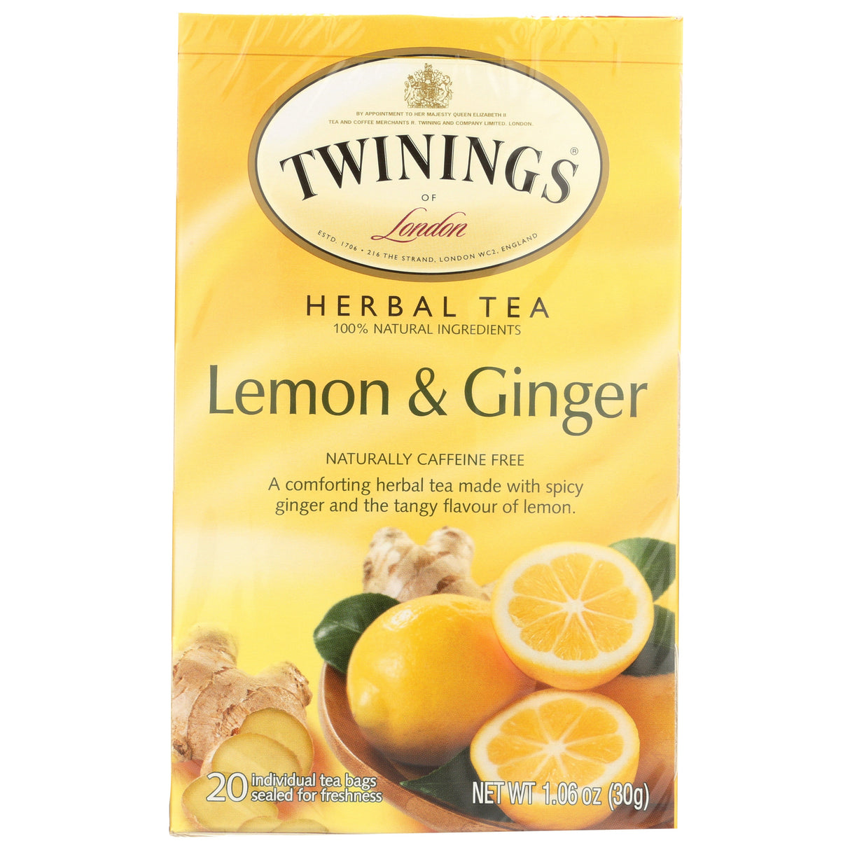 Tea, Herbal, Lemon & Ginger, Individually Wrapped with String,6 - 20 COUNT