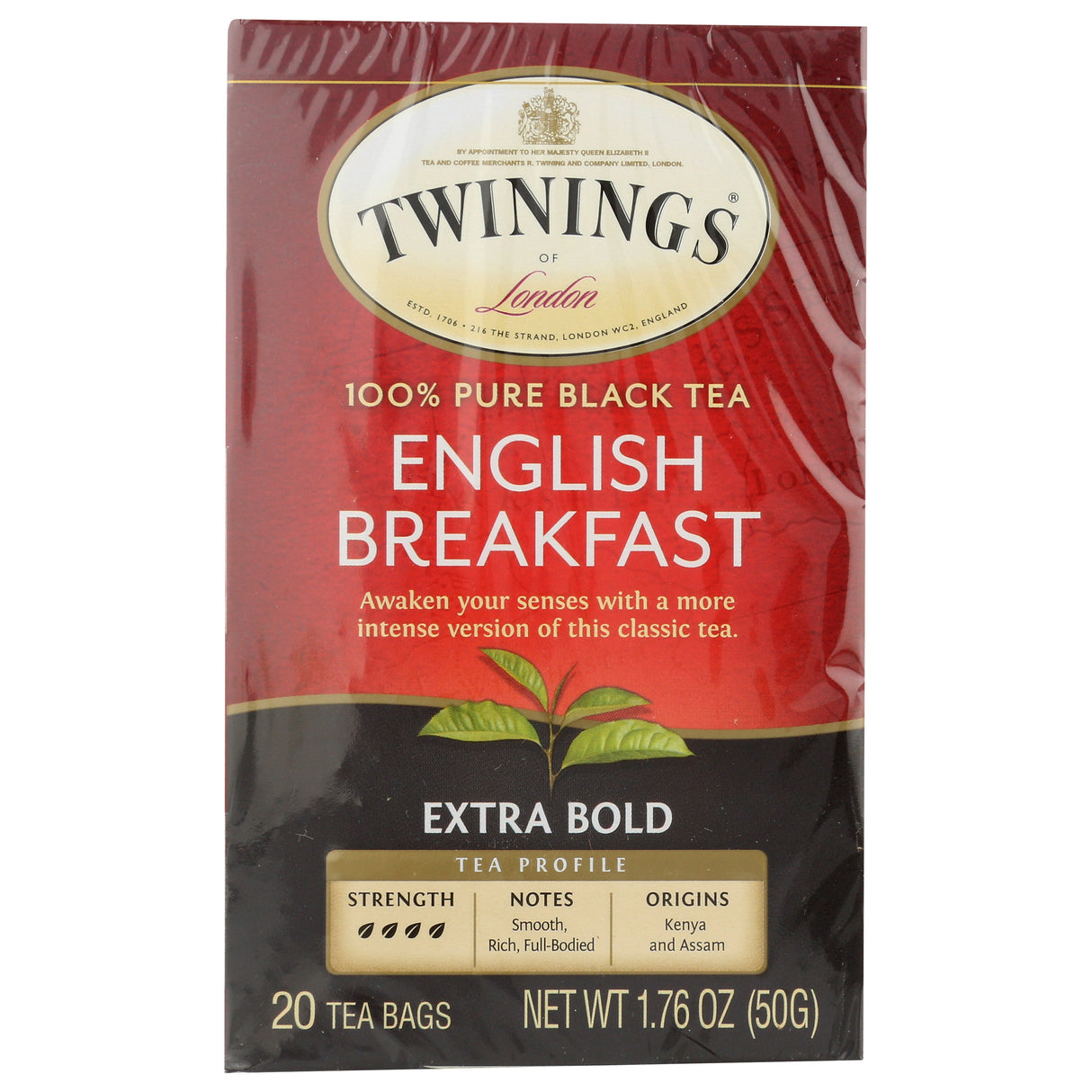 Tea, Black, English Breakfast, Individually Wrapped with String,6 - 20 COUNT