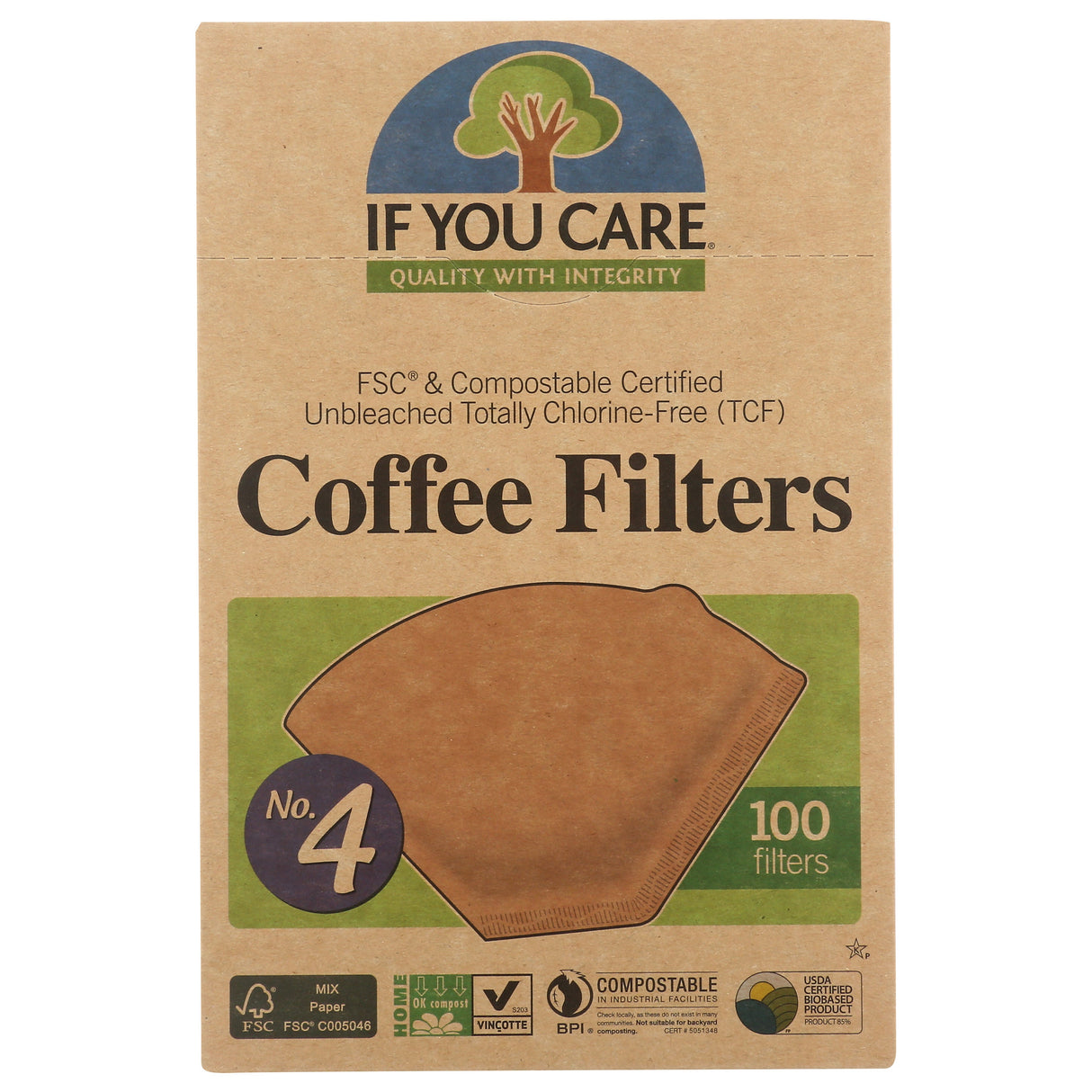 Filter, Coffee, Number 4, Unbleached, Compostable,12 - 100 COUNT