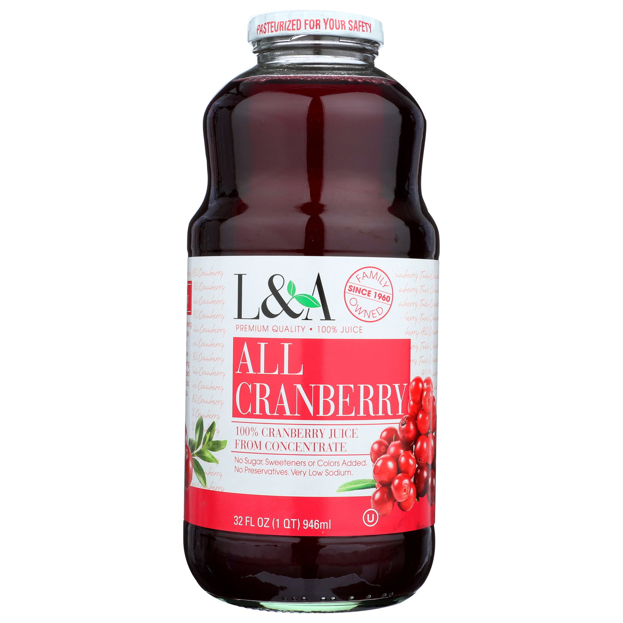 Juice, Cranberry, 100%, Shelf-Stable, Glass,6 - 32 FLUID