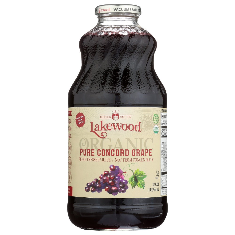 Juice, Concord Grape, 100%, Not from Concentrate, Shelf-Stable, Glass,6 - 32 FLUID