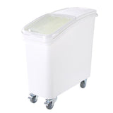 Bin, Ingredient, 21 Gallon, Slant-Top, White, Plastic, with Sliding Lid/Scoop/Casters,1 - 1 EACH
