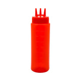 Bottles, Squeeze, 16 Ounce, Red, Plastic, with Triple Dispersion Tip,1 - 6 COUNT