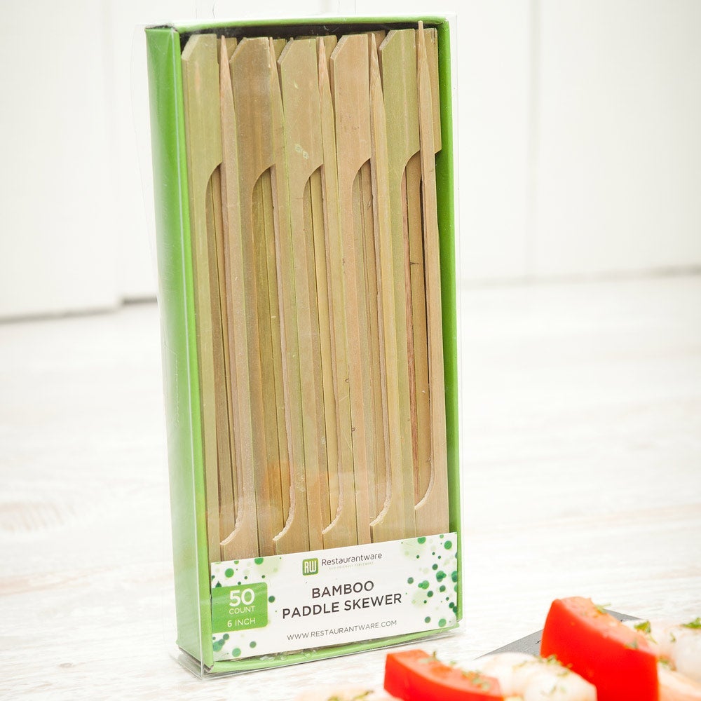 Skewers, 6 Inch, Bamboo, Paddle, 6 Linear Inch,1 - 50 COUNT