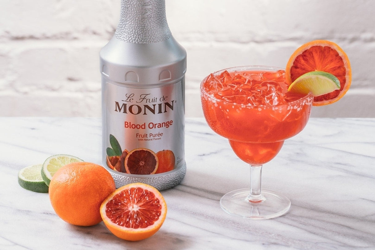 Beverage Syrup, Puree Blood Orange, Plastic,4 - 1 LITER