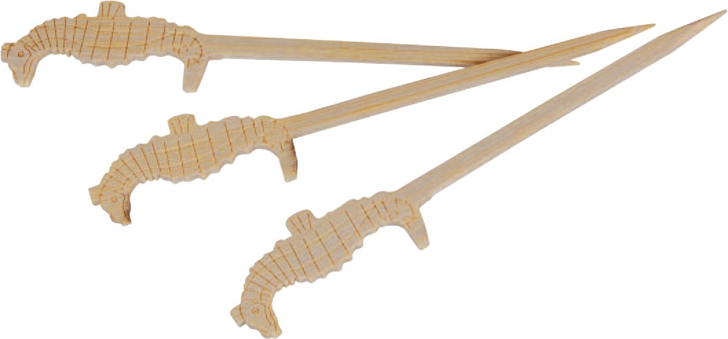 Picks, 3.50 Inch, Bamboo, Seahorse,20 - 100 COUNT