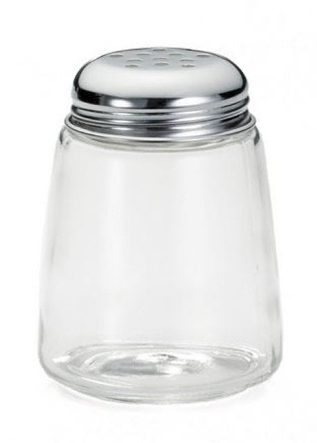 Shakers, Grated Cheese, 8 Ounce, Modern, Glass with Chrome Plated Perforated Tops, 8 Ounce,12 - 1 EACH