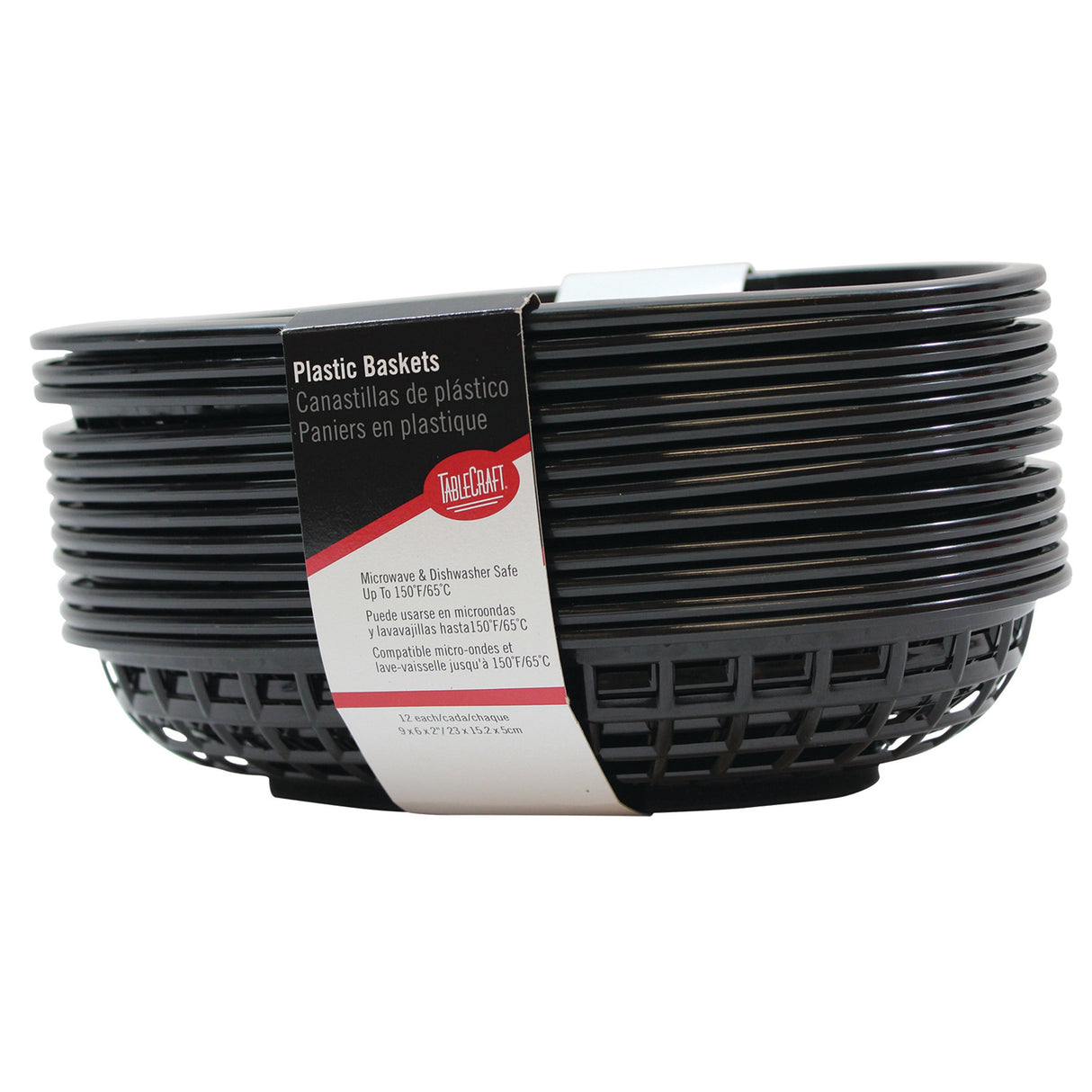 Baskets, Serving, Jumbo, Oval, Black, Polypropylene,3 - 12 COUNT