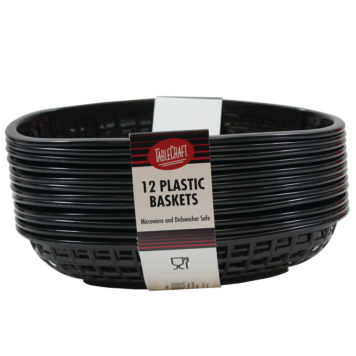 Baskets, 9.38 x 7 x 1.88 Inch, Oval, Black, Plastic,3 - 12 COUNT