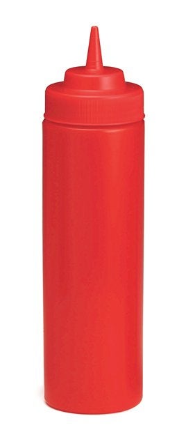 Bottles, Squeeze, 24 Ounce, Wide Mouth, Red, Polyethylene,12 - 1 EACH