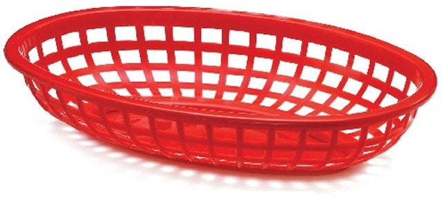 Baskets, 9.38 x 6 x 1.88 Inch, Oval, Red, Plastic,36 - 1 EACH