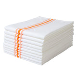 Napkins, Cloth, 18.50 x 22.75 Inch, White with Orange Stripes,1 - 10 COUNT