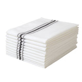 Napkins, Cloth, 18.50 x 22.75 Inch, White with Black Stripes,1 - 10 COUNT