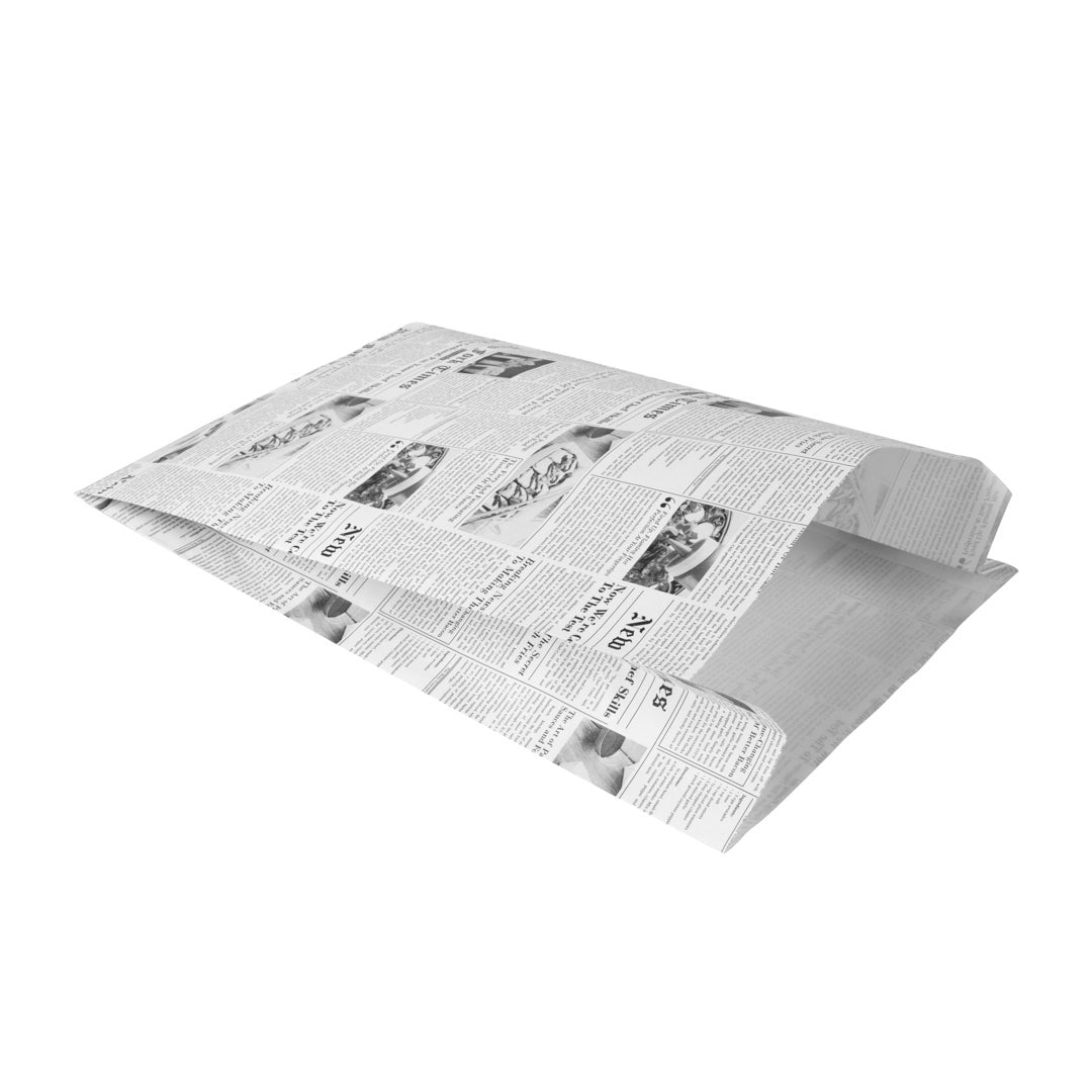 Bags, French Fry, 7 x 11 Inch, Paper, White, Newsprint,1 - 100 COUNT