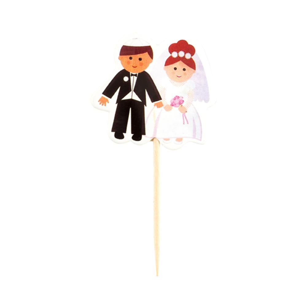 Cake Toppers, Jewish Bride & Groom, 3.25 x 1.5 Inch, Paper, Black & White,1 - 10 COUNT