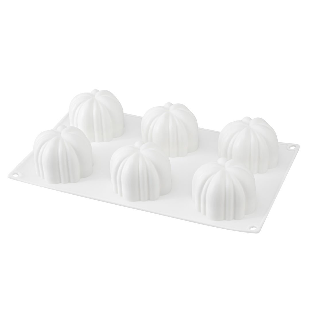 Molds, Baking, 6-Compartment, Pumpkin, White, Silicone,1 - 10 COUNT