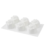 Molds, Baking, 6-Compartment, Rose, White, Silicone,1 - 10 COUNT
