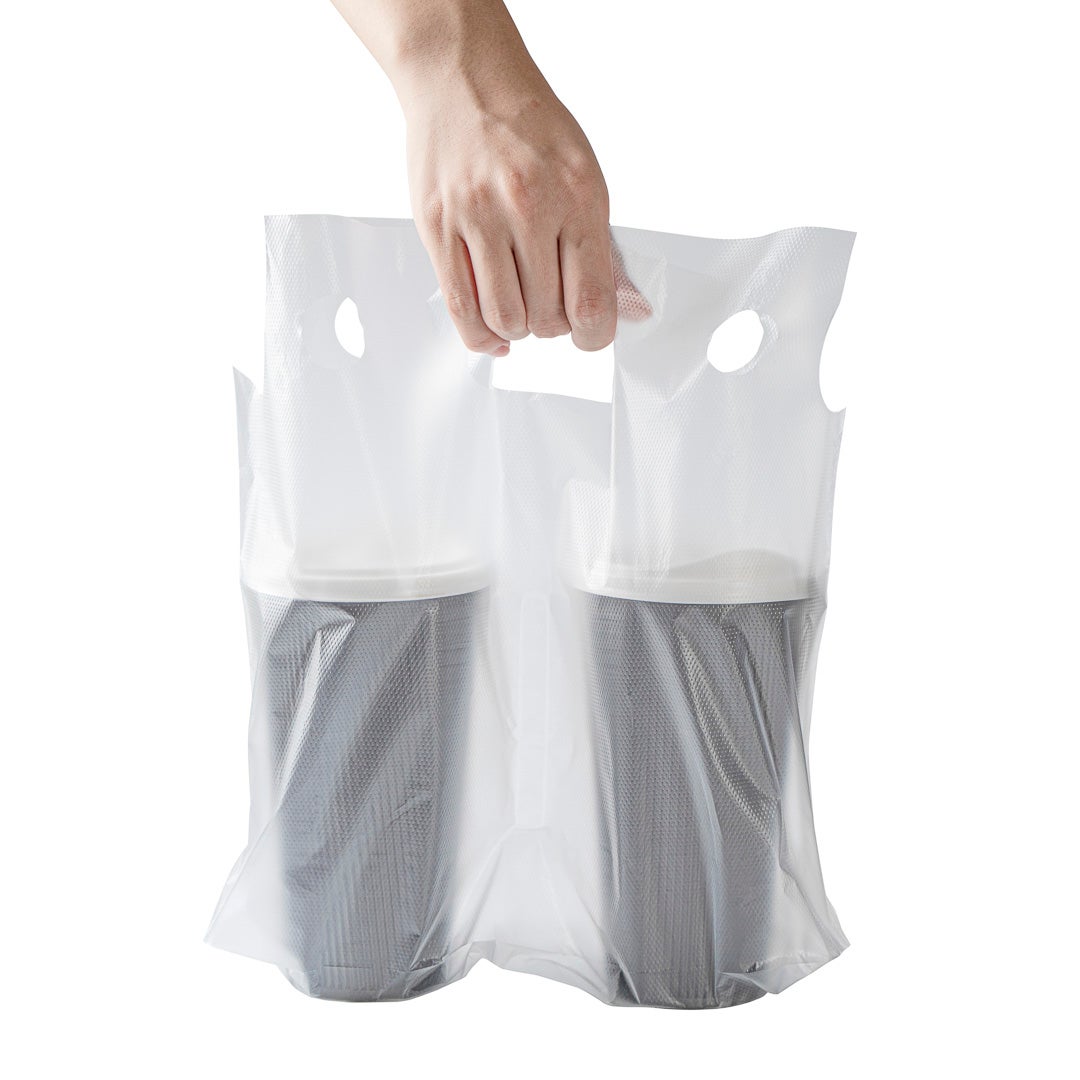 Bags, Beverage Carrier, 2 Cup 12.5 x 3.25 x 11 Inch, Plastic, Clear,1 - 100 COUNT