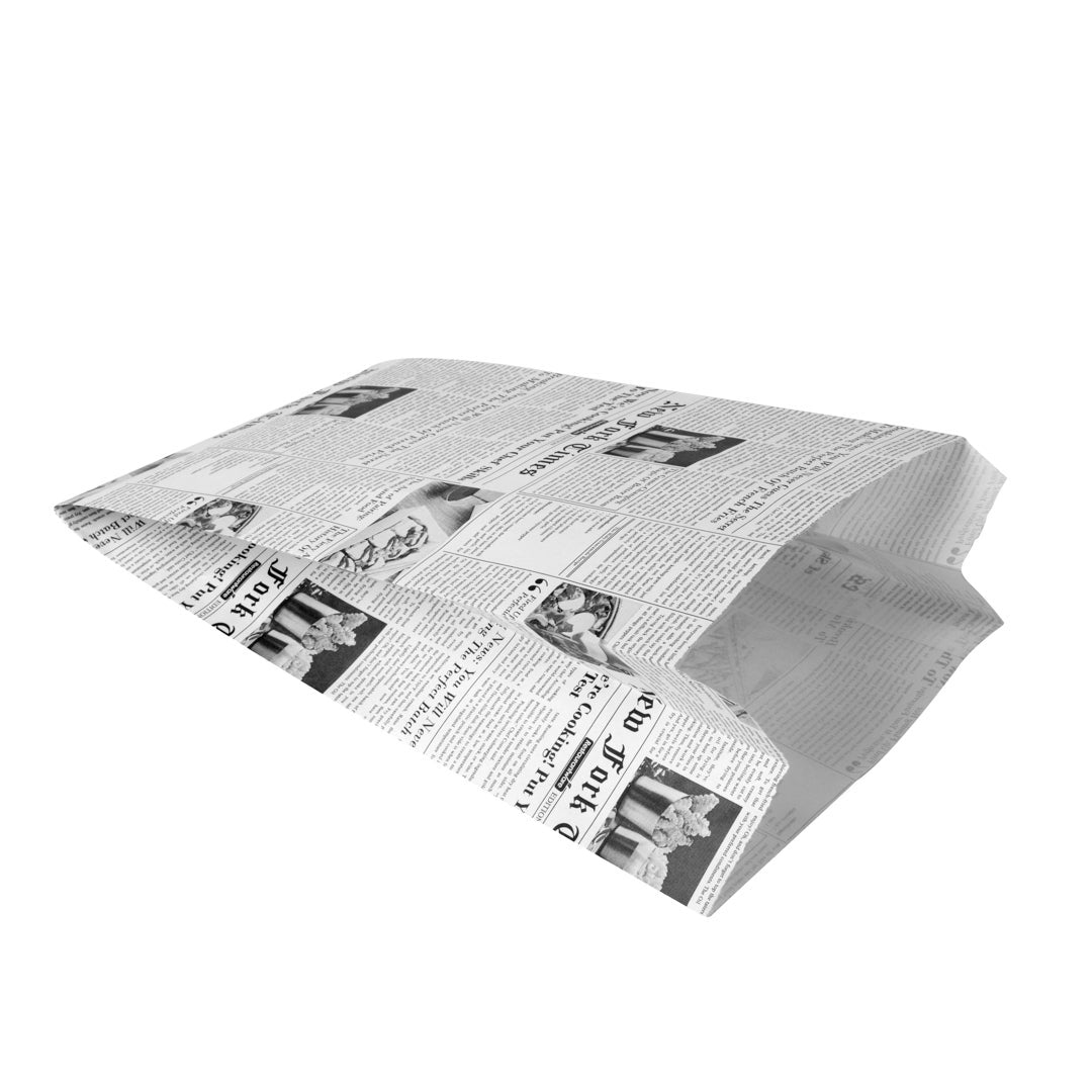 Bags, French Fry, 5 x 8.8 Inch, Paper, White, Newsprint,1 - 100 COUNT