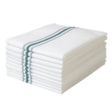 Napkins, Cloth, 18.50 x 22.75 Inch, White with Green Stripes,1 - 10 COUNT