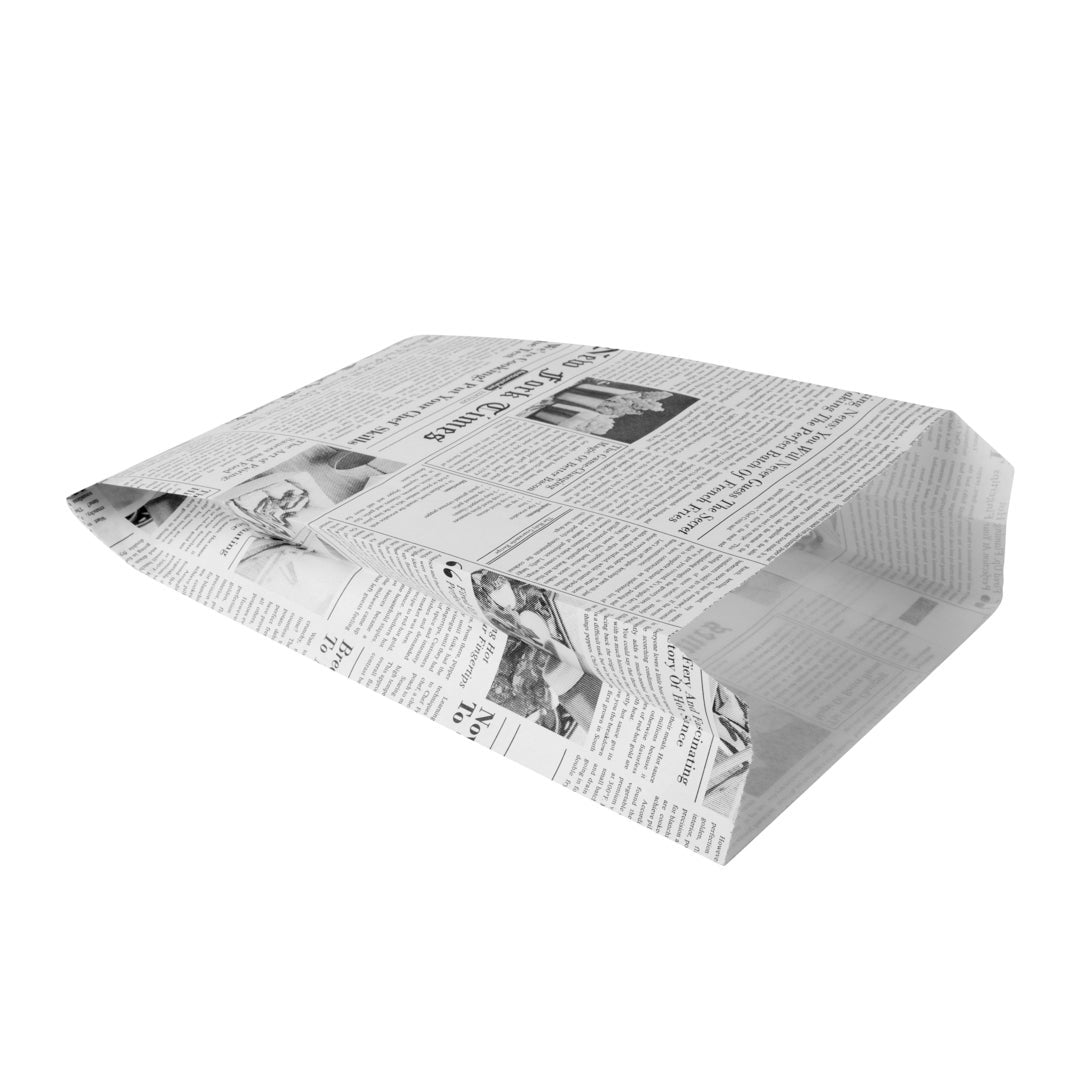 Bags, French Fry, 4.25 x 6.25 Inch, Paper, White, Newsprint,1 - 100 COUNT