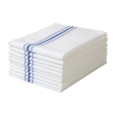 Napkins, Cloth, 18.50 x 22.75 Inch, White with Blue Stripes,1 - 10 COUNT